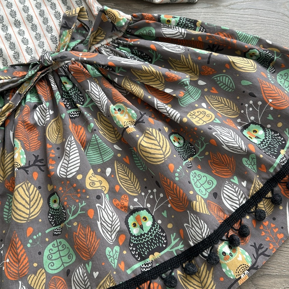 Eleanor Rose Owl Pom Pom Dress Size 4-5 - Picture 3 of 4